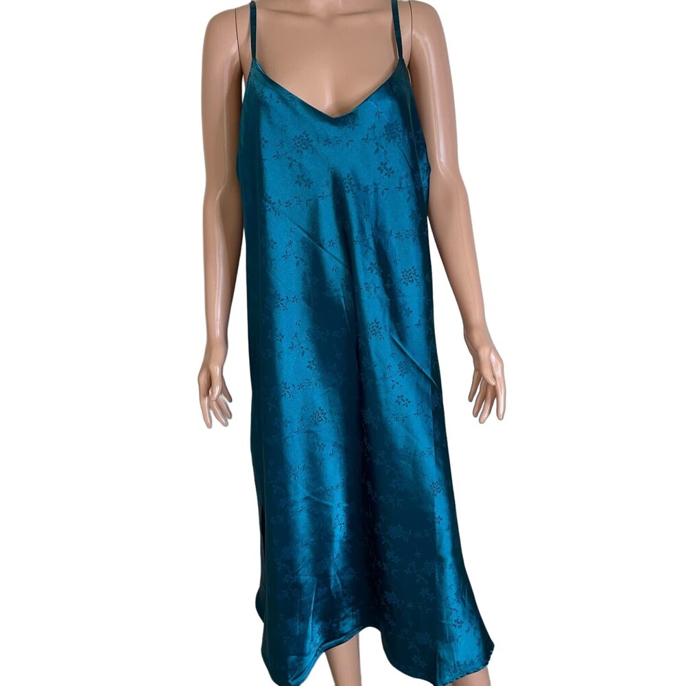 NEW Inspired Hearts  slip dress deep teal green patterned midi length NEW SZ 2XL